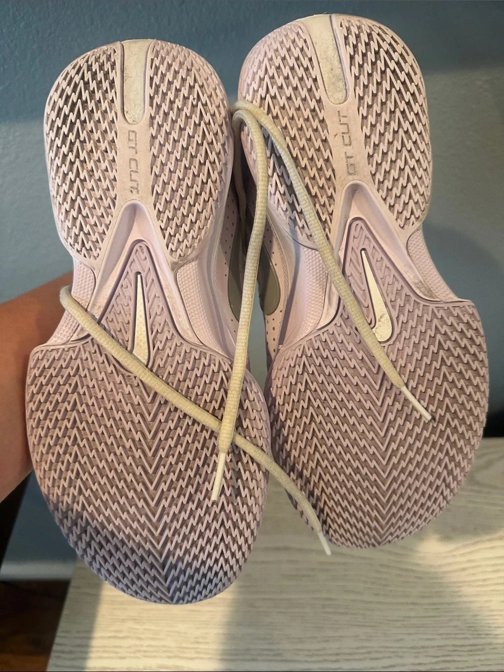 Nike Kids White Sneakers with Light Pink Accents